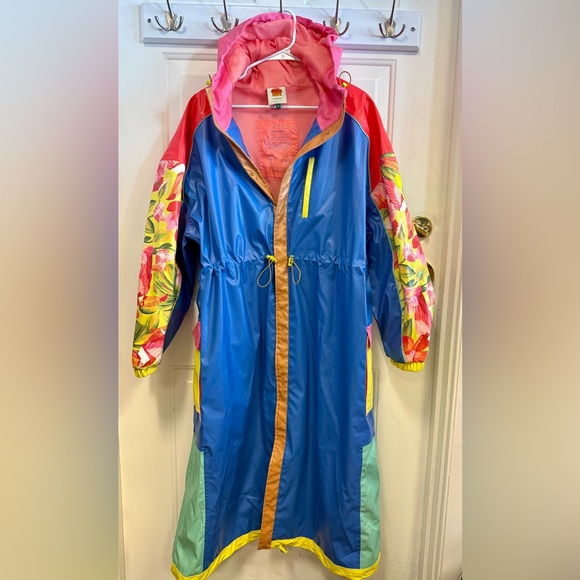 🦜Farm Rio Colorblock Long Raincoat - Picture 2 of 14